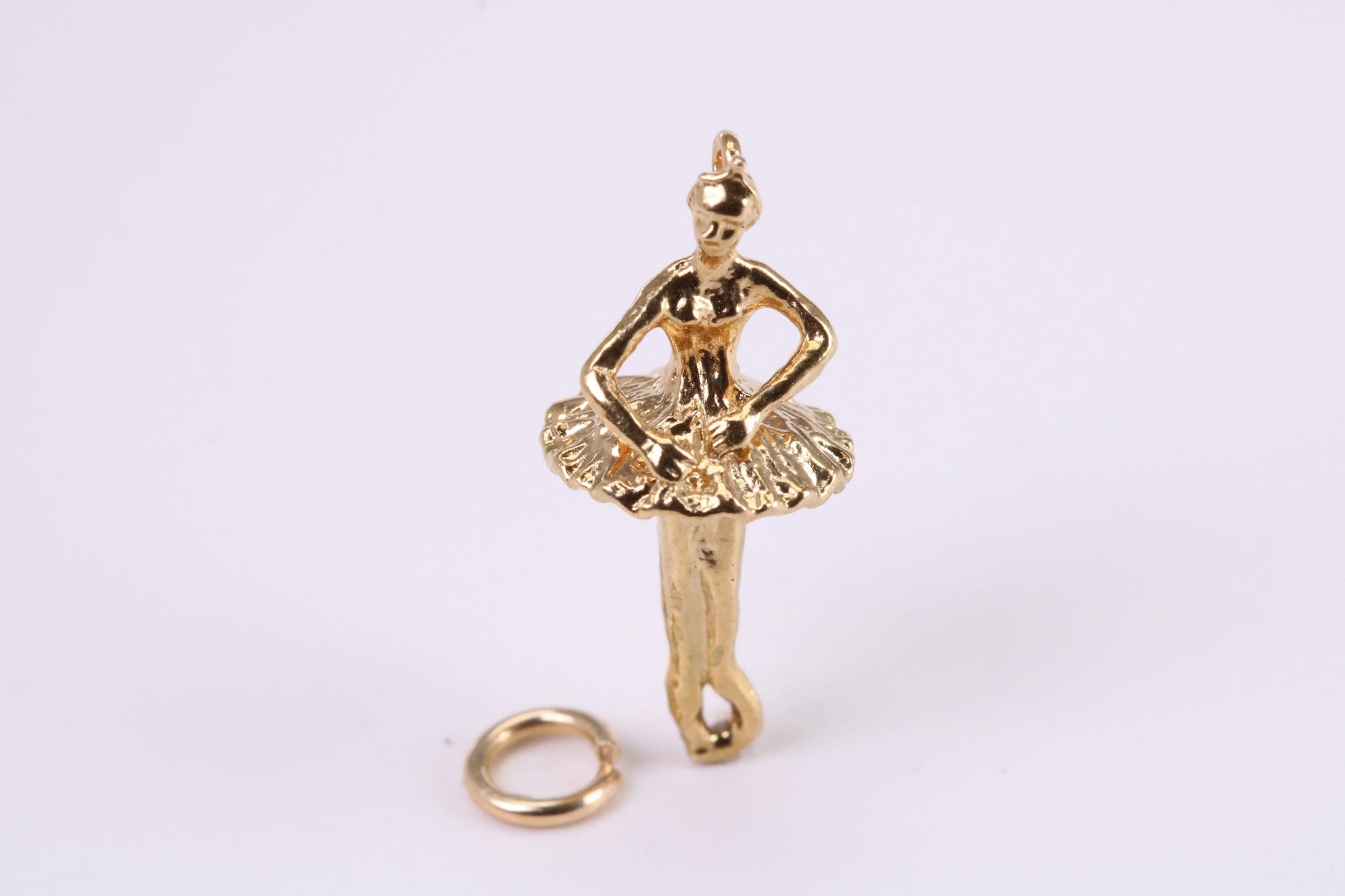 Ballerina Charm, Traditional Charm, Made from Solid Yellow Gold, British Hallmarked, Complete with Attachment Link