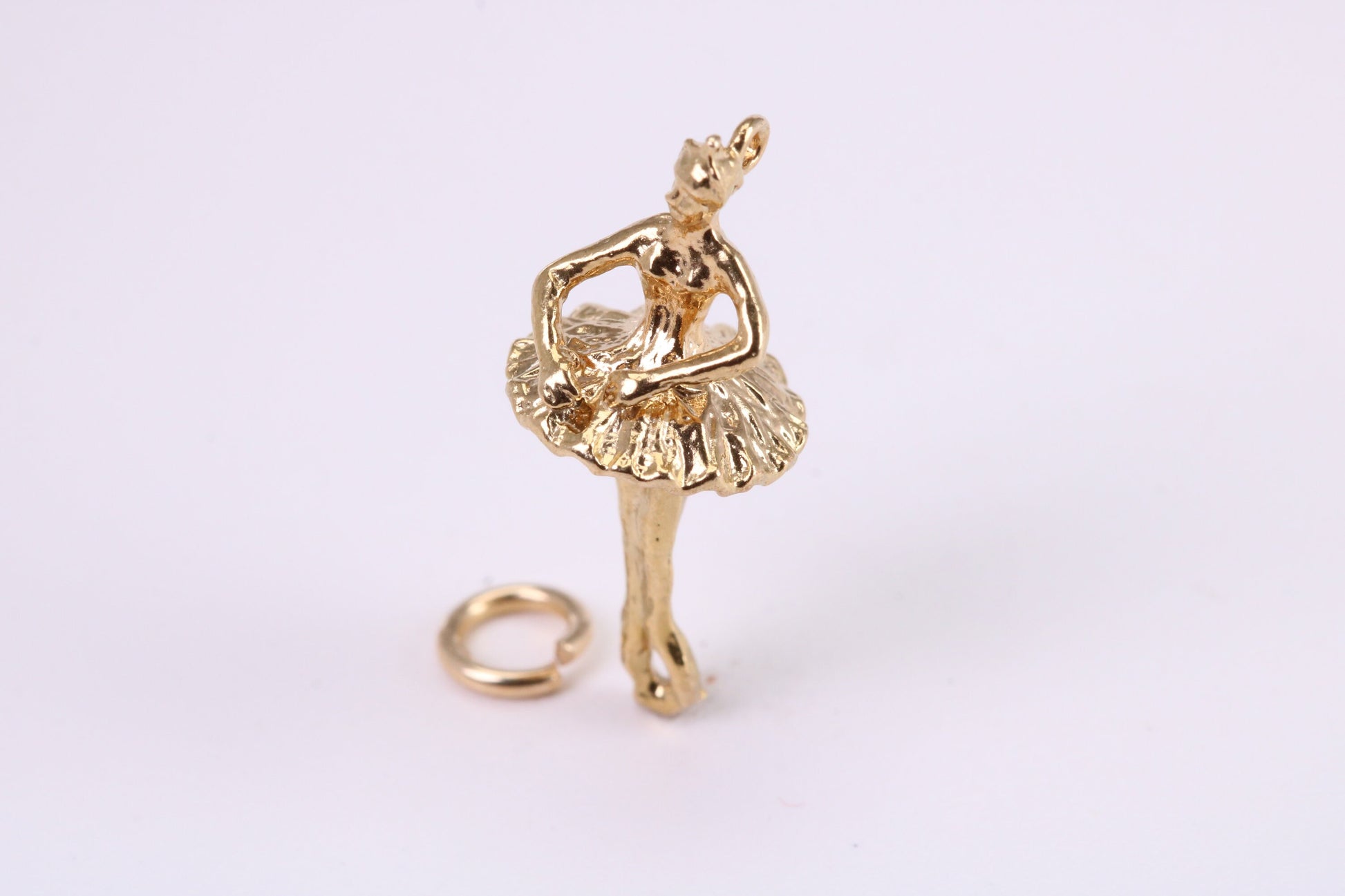 Ballerina Charm, Traditional Charm, Made from Solid Yellow Gold, British Hallmarked, Complete with Attachment Link