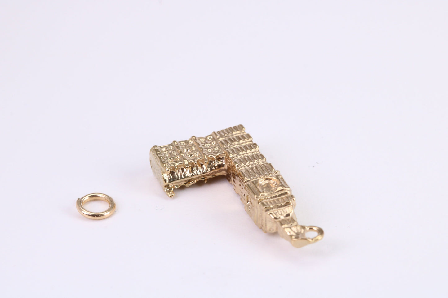 Iconic London Big Ben Charm, Traditional Charm, Made from Solid Yellow Gold, British Hallmarked, Complete with Attachment Link