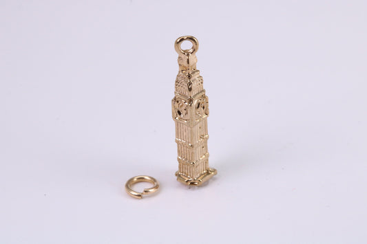 Iconic London Big Ben Charm, Traditional Charm, Made from Solid Yellow Gold, British Hallmarked, Complete with Attachment Link