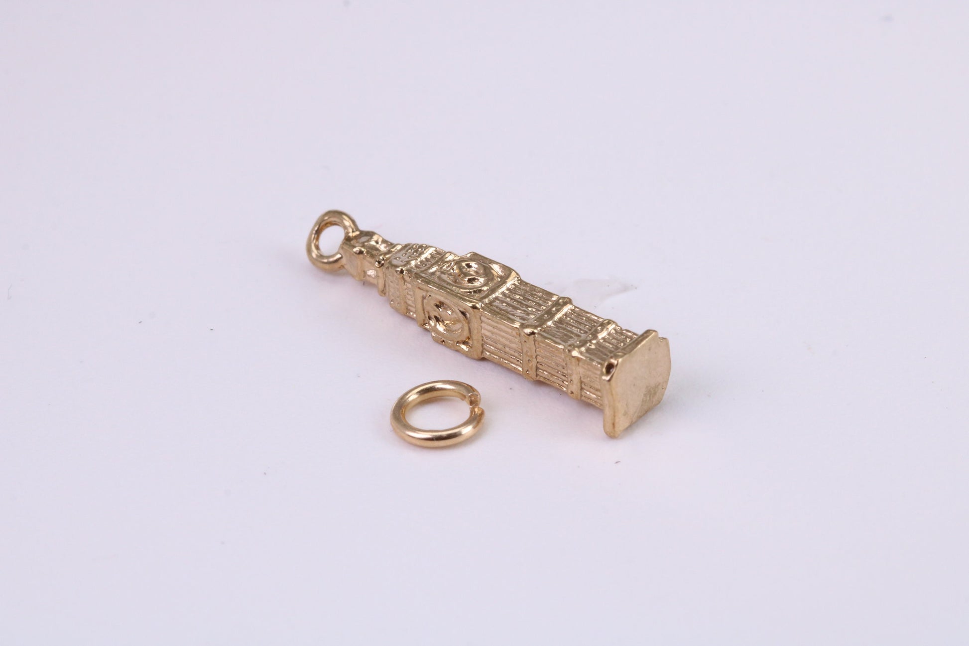 Iconic London Big Ben Charm, Traditional Charm, Made from Solid Yellow Gold, British Hallmarked, Complete with Attachment Link