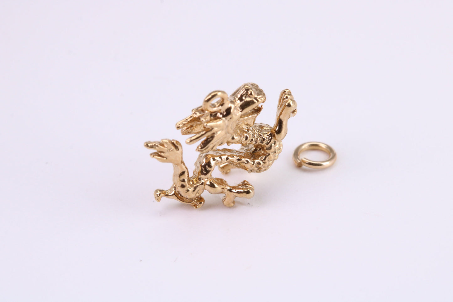 Oriental Dragon Charm, Traditional Charm, Made from Solid Yellow Gold, British Hallmarked, Complete with Attachment Link