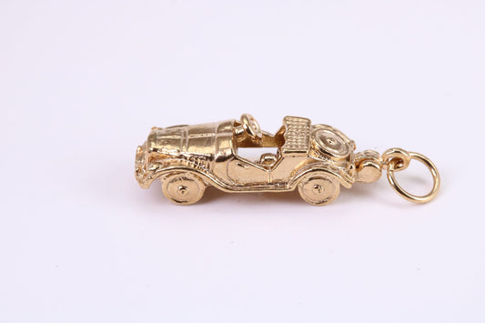 Vintage Car Charm, Traditional Charm, Made from Solid Yellow Gold, British Hallmarked, Complete with Attachment Link