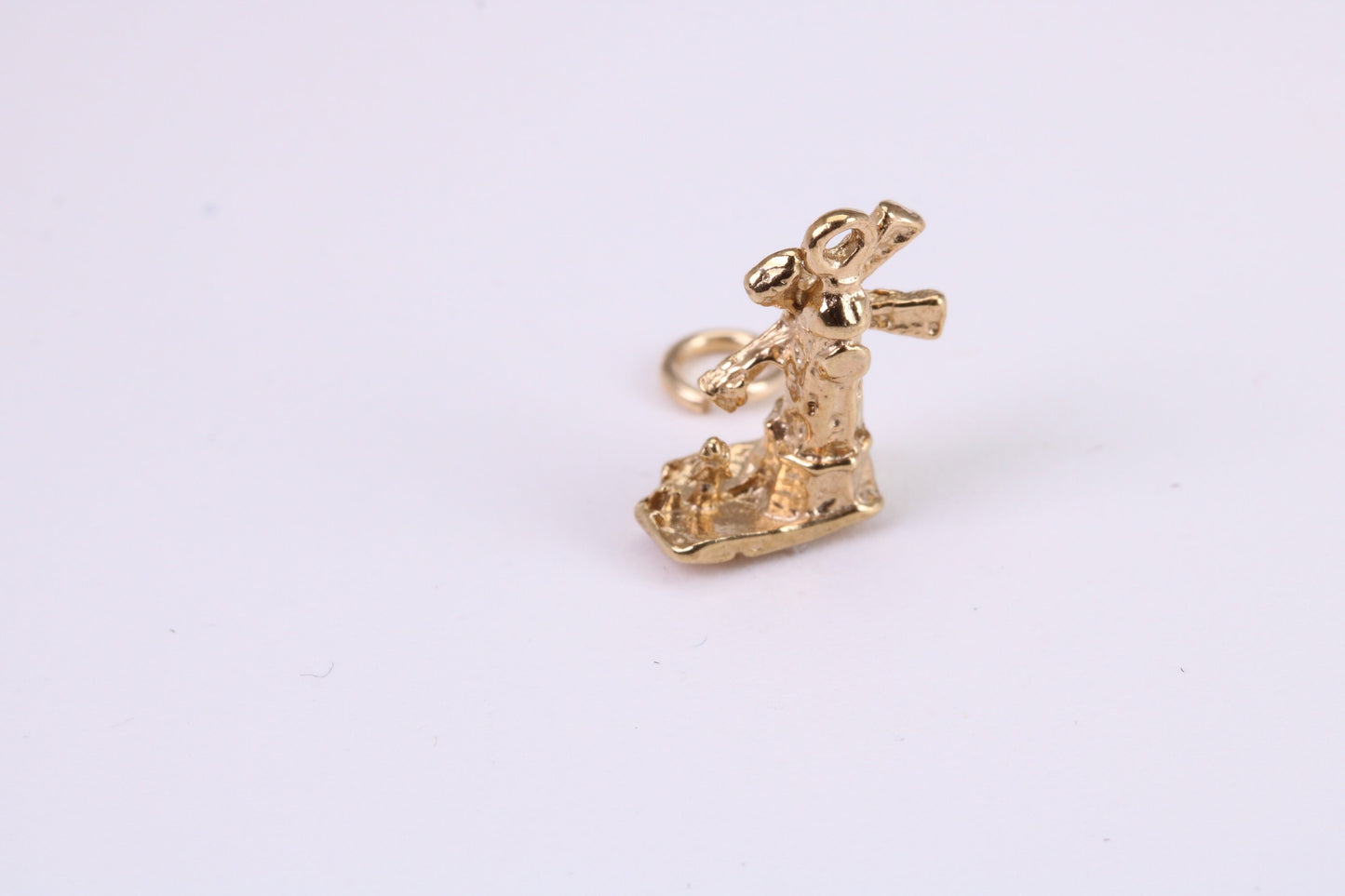 Windmill Charm, Traditional Charm, Made from Solid Yellow Gold, British Hallmarked, Complete with Attachment Link