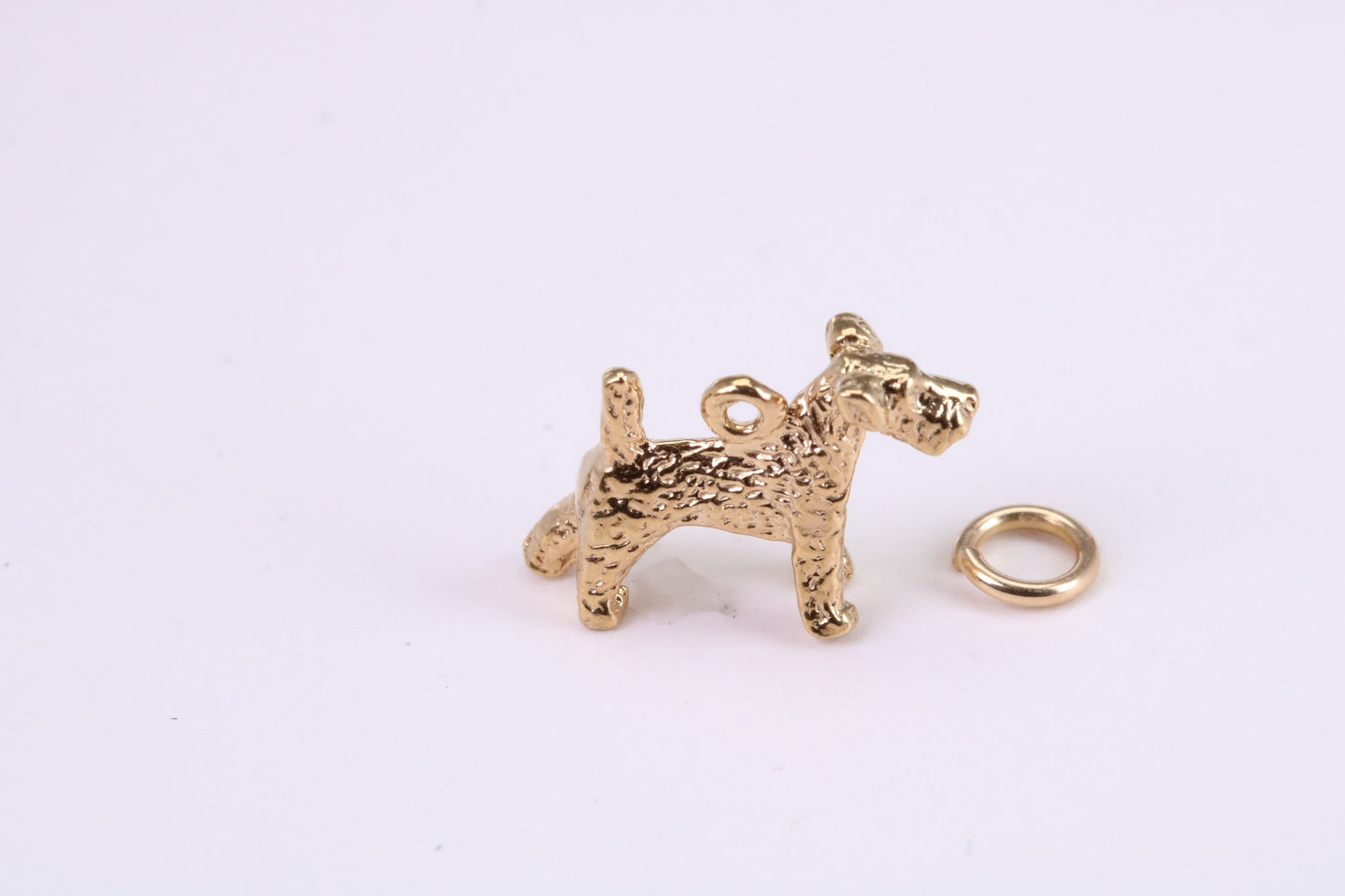 Airedale Terrier Dog Charm, Traditional Charm, Made from Solid Yellow Gold, British Hallmarked, Complete with Attachment Link