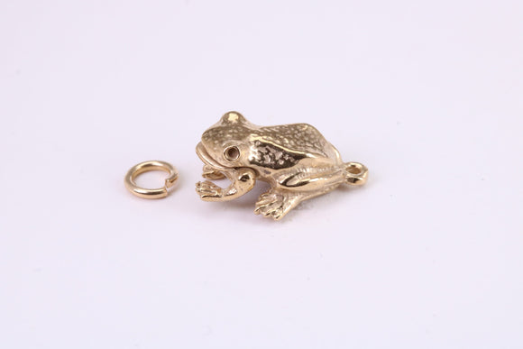 Frog Charm, Traditional Charm, Made from Solid Yellow Gold, British Hallmarked, Complete with Attachment Link