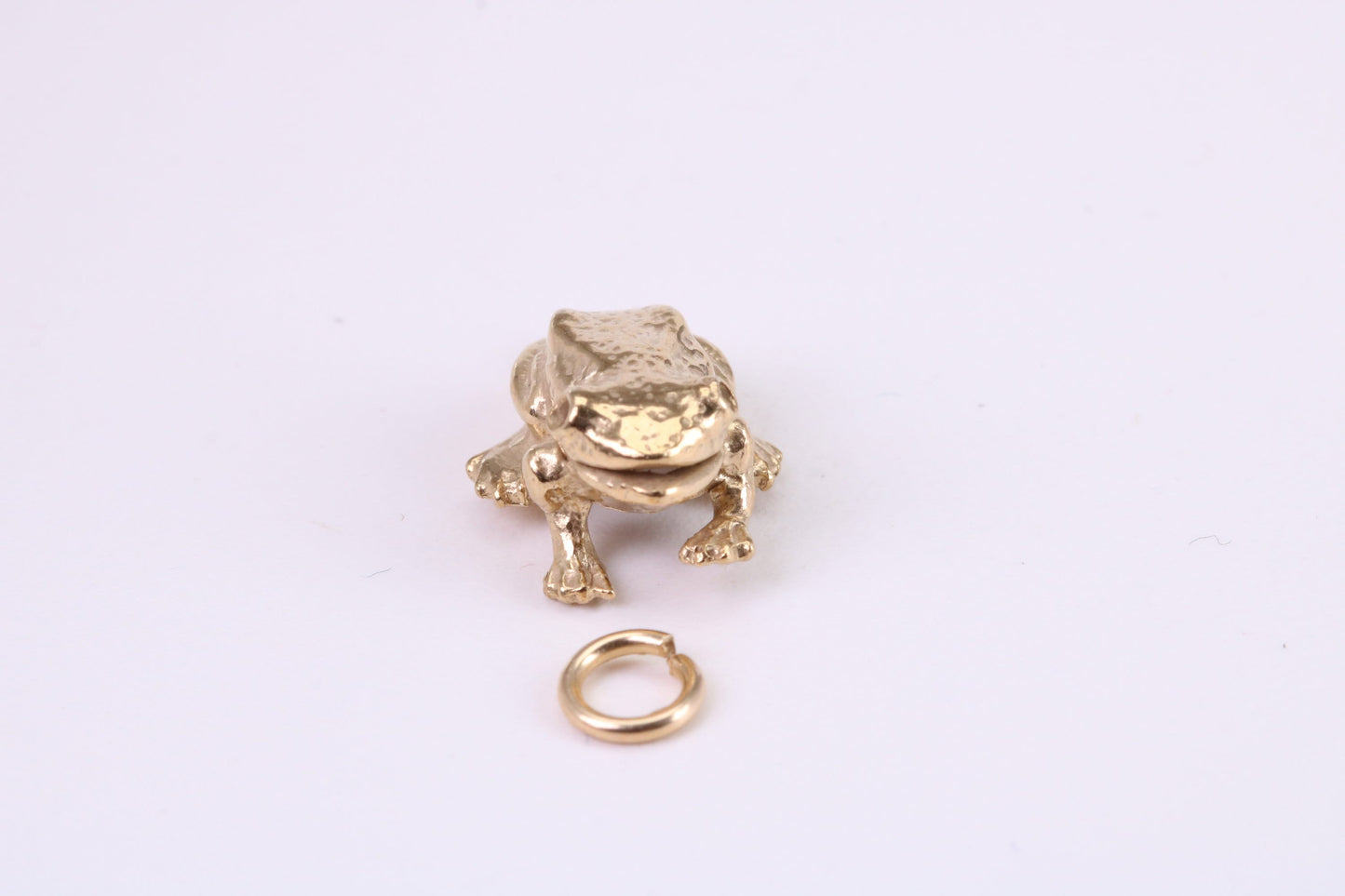 Frog Charm, Traditional Charm, Made from Solid Yellow Gold, British Hallmarked, Complete with Attachment Link