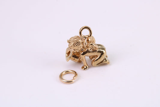 Cupid Charm, Traditional Charm, Made from Solid Yellow Gold, British Hallmarked, Complete with Attachment Link