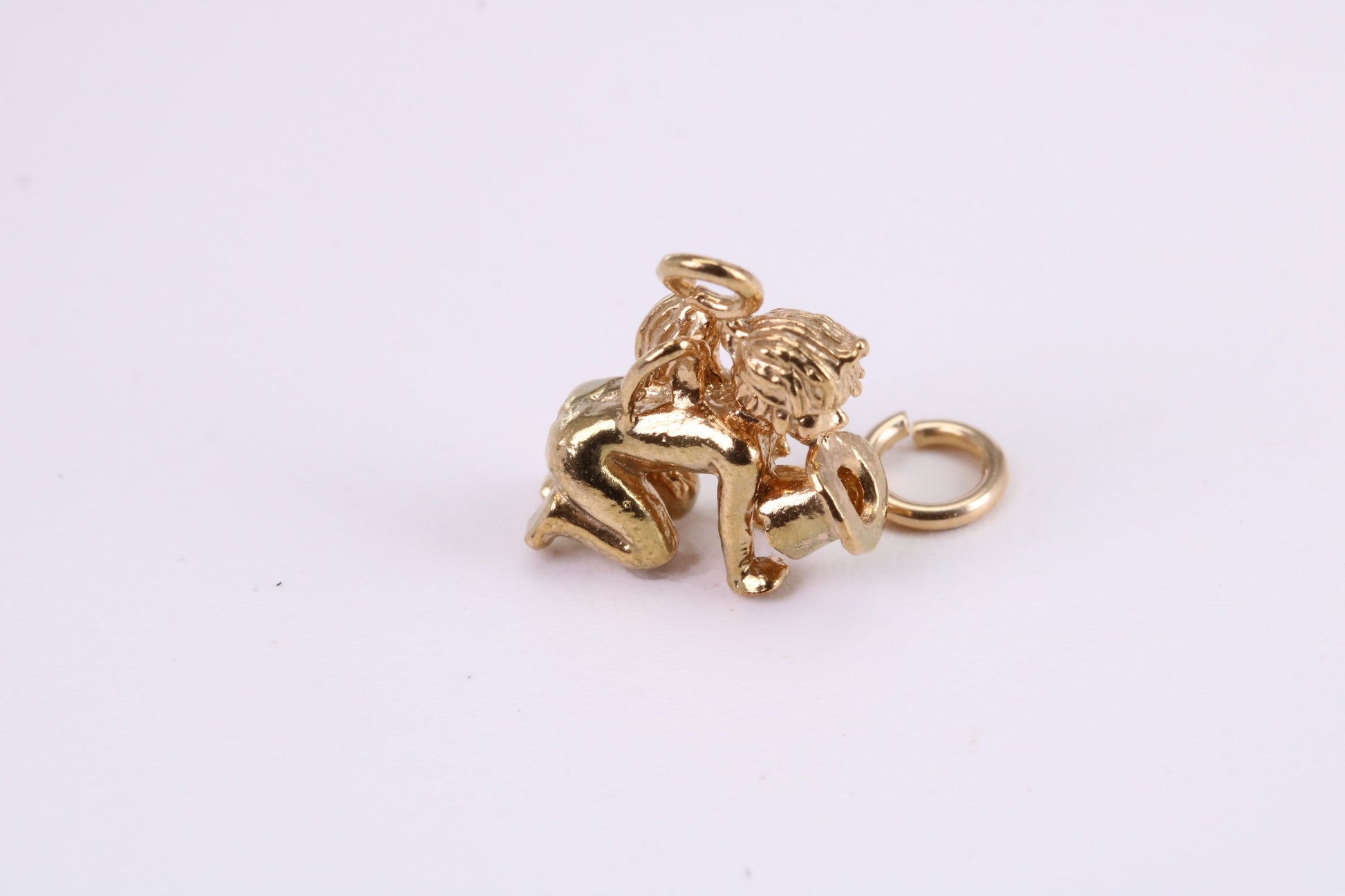 Cupid Charm, Traditional Charm, Made from Solid Yellow Gold, British Hallmarked, Complete with Attachment Link