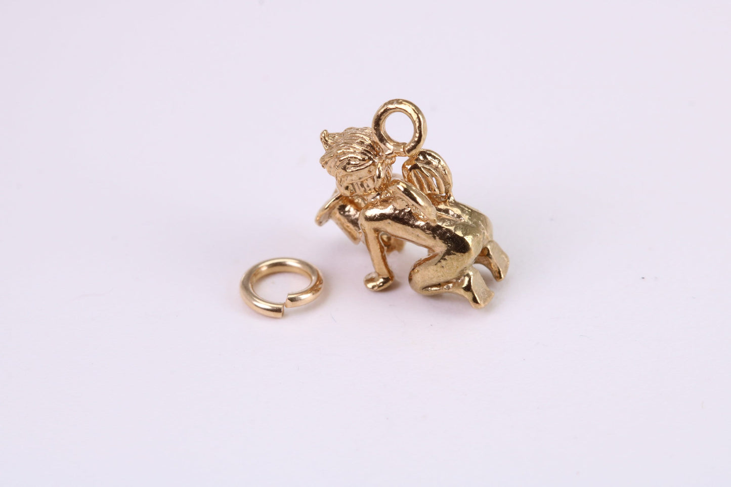 Cupid Charm, Traditional Charm, Made from Solid Yellow Gold, British Hallmarked, Complete with Attachment Link