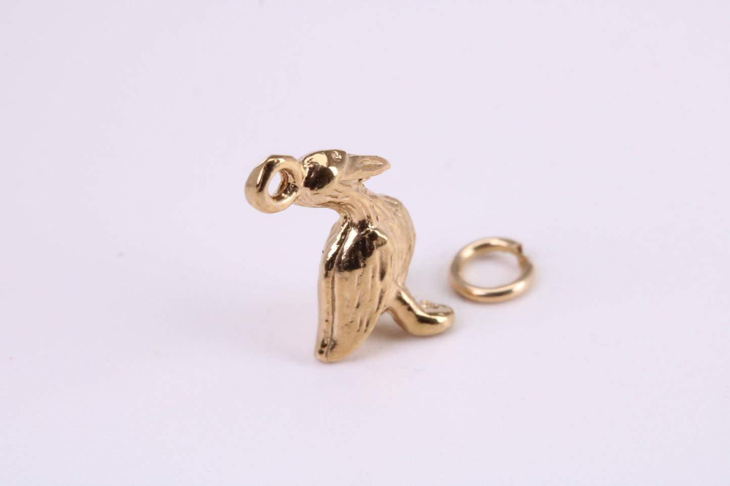 Pelican Charm, Traditional Charm, Made from Solid Yellow Gold, British Hallmarked, Complete with Attachment Link