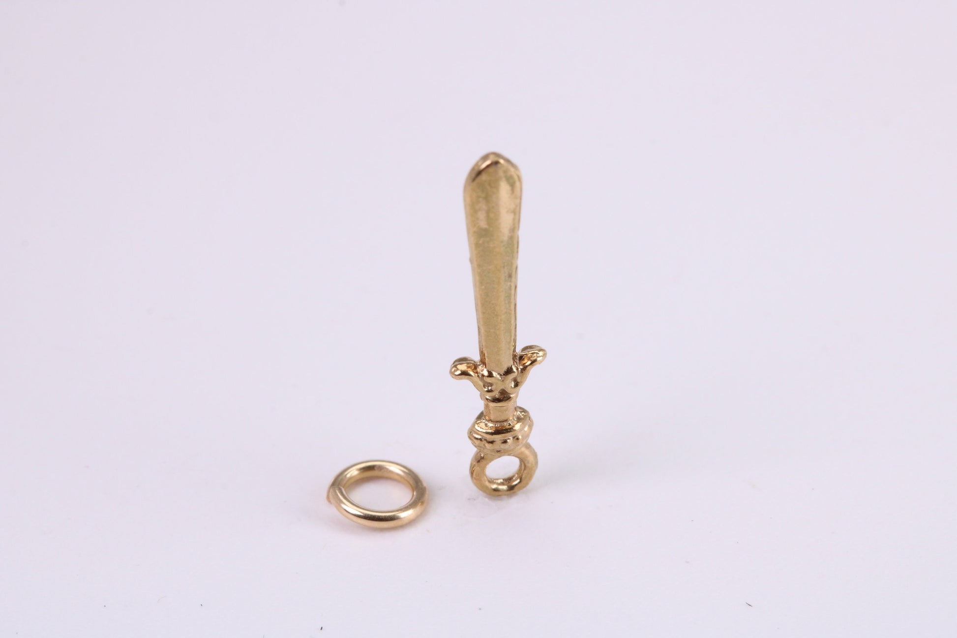 Sword Charm, Traditional Charm, Made from Solid Yellow Gold, British Hallmarked, Complete with Attachment Link