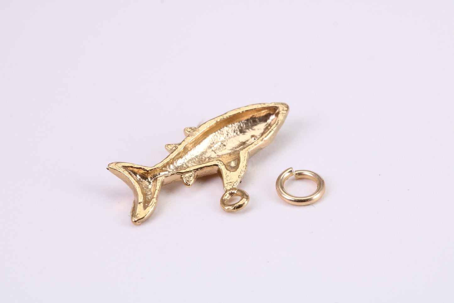 Shark Charm, Traditional Charm, Made from Solid Yellow Gold, British Hallmarked, Complete with Attachment Link