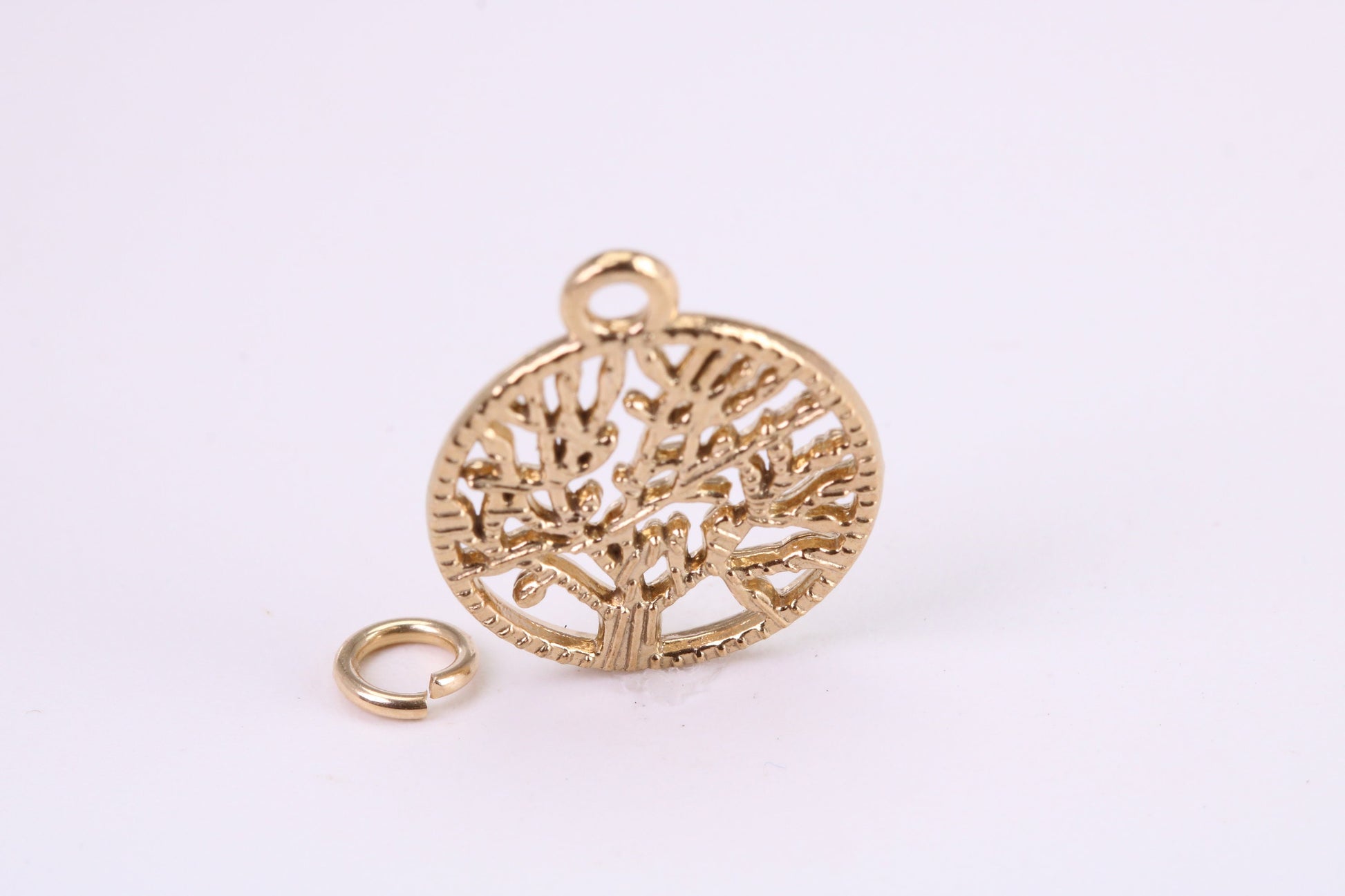 Tree of Life Charm, Traditional Charm, Made from Solid Yellow Gold, British Hallmarked, Complete with Attachment Link