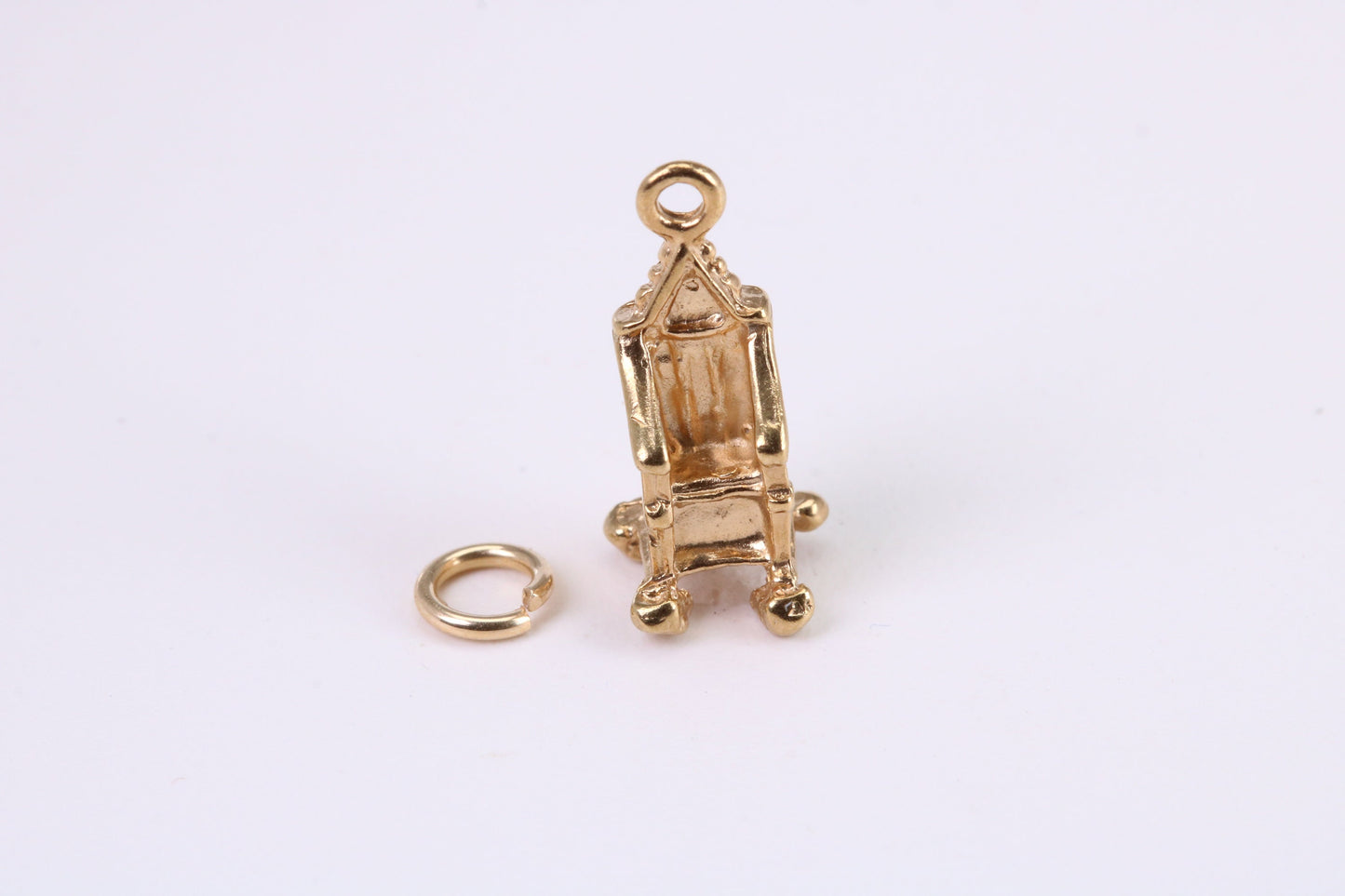 Throne Charm, Traditional Charm, Made from Solid Yellow Gold, British Hallmarked, Complete with Attachment Link