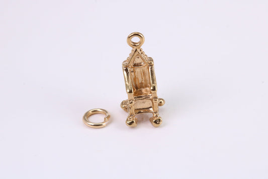 Throne Charm, Traditional Charm, Made from Solid Yellow Gold, British Hallmarked, Complete with Attachment Link