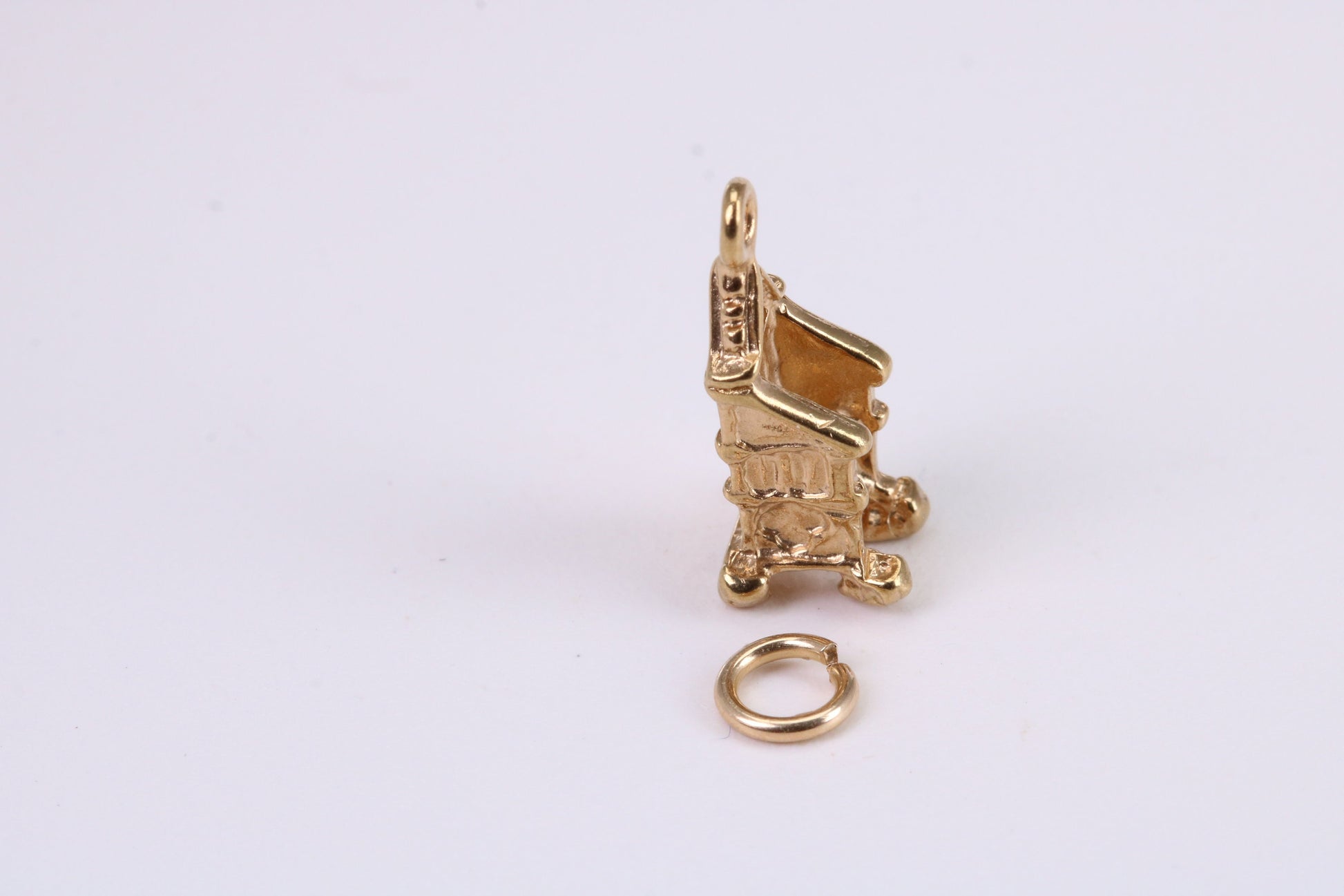 Throne Charm, Traditional Charm, Made from Solid Yellow Gold, British Hallmarked, Complete with Attachment Link