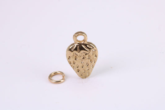 Strawberry Charm, Traditional Charm, Made from Solid Yellow Gold, British Hallmarked, Complete with Attachment Link