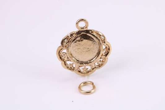 Vintage Mirror Charm, Traditional Charm, Made from Solid Yellow Gold, British Hallmarked, Complete with Attachment Link