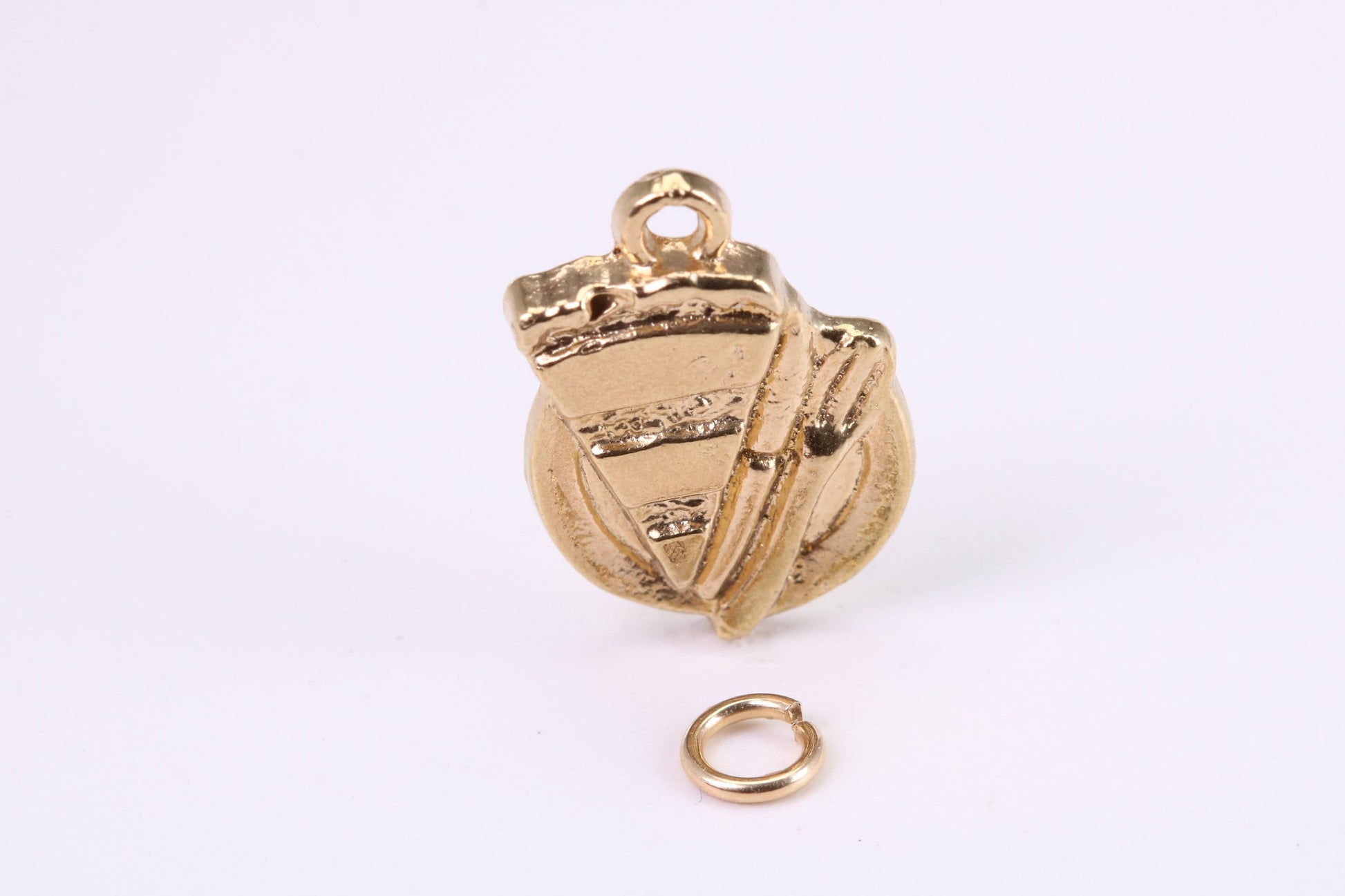 Slice of Cake Charm, Traditional Charm, Made from Solid Yellow Gold, British Hallmarked, Complete with Attachment Link