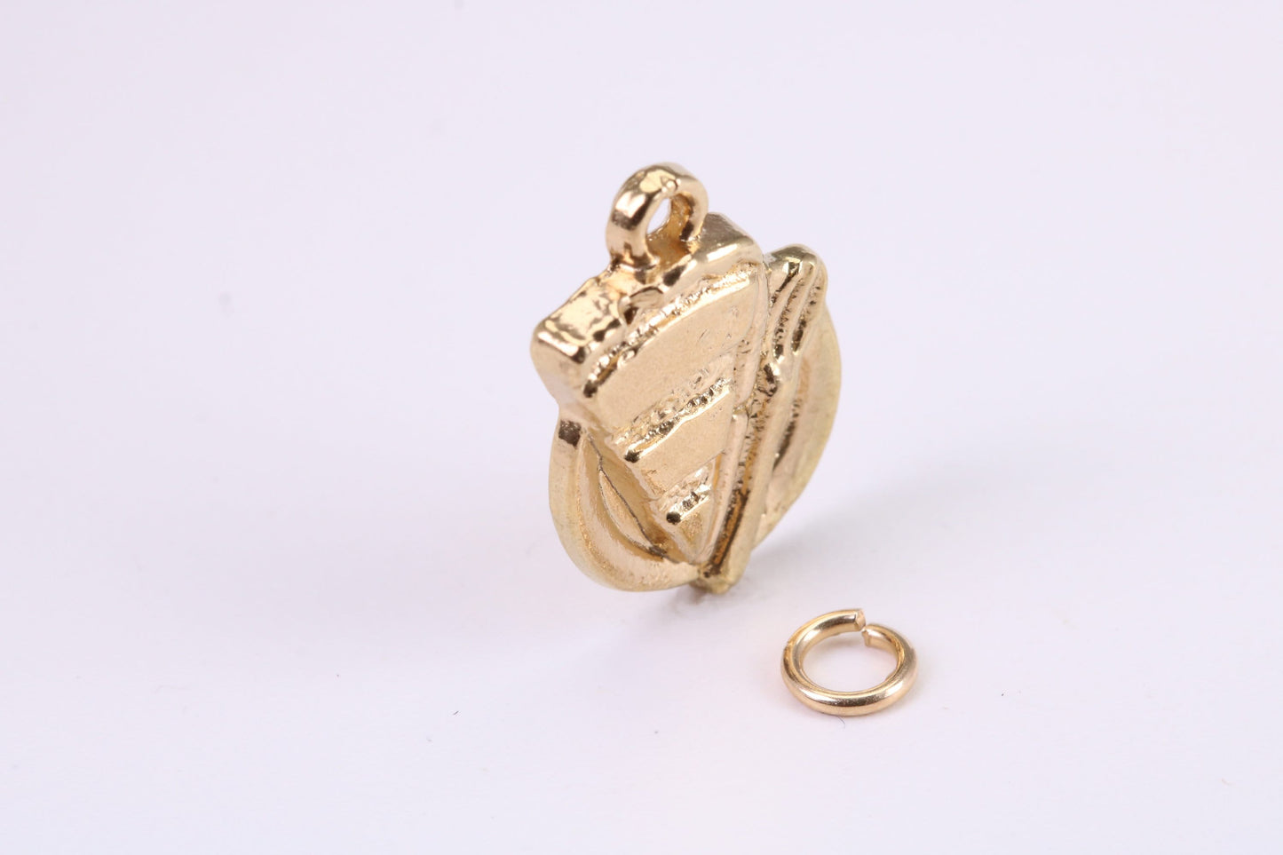 Slice of Cake Charm, Traditional Charm, Made from Solid Yellow Gold, British Hallmarked, Complete with Attachment Link