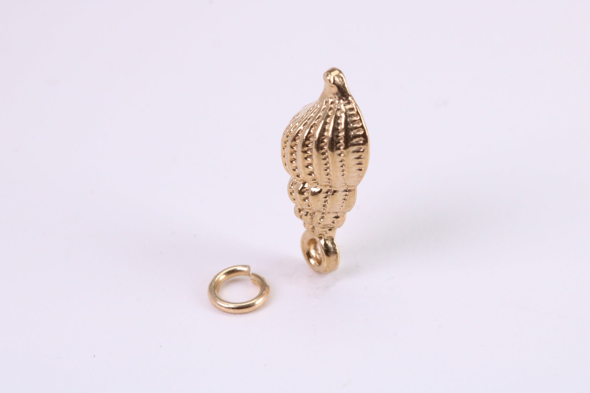 Sea Shell Charm, Traditional Charm, Made from Solid Yellow Gold, British Hallmarked, Complete with Attachment Link