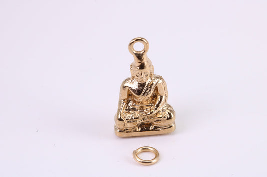 Buddha Charm, Traditional Charm, Made from Solid Yellow Gold, British Hallmarked, Complete with Attachment Link