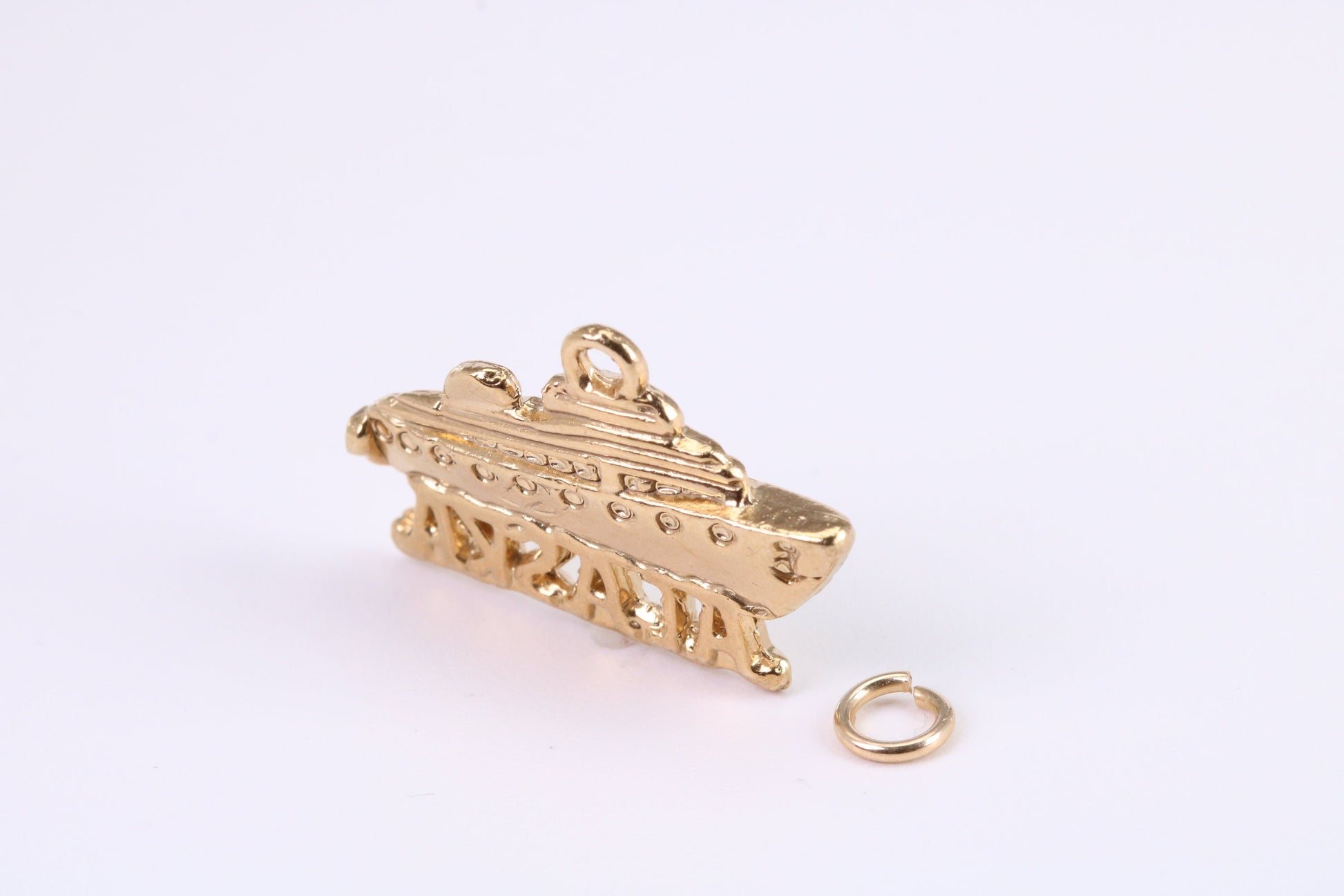 Alaska Cruise Charm, Traditional Charm, Made From Solid British Hallmarked yellow Gold, Complete with Attachment Link