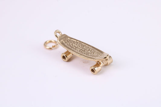 Skateboard Charm, Traditional Charm, Made from Solid Yellow Gold, British Hallmarked, Complete with Attachment Link
