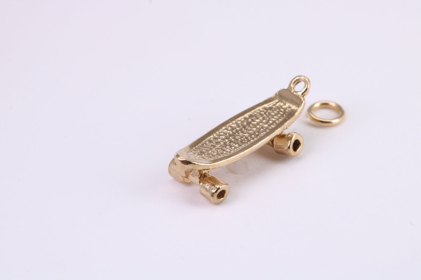 Skateboard Charm, Traditional Charm, Made from Solid Yellow Gold, British Hallmarked, Complete with Attachment Link