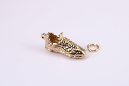 Trainer Shoe Charm, Traditional Charm, Made from Solid Yellow Gold, British Hallmarked, Complete with Attachment Link