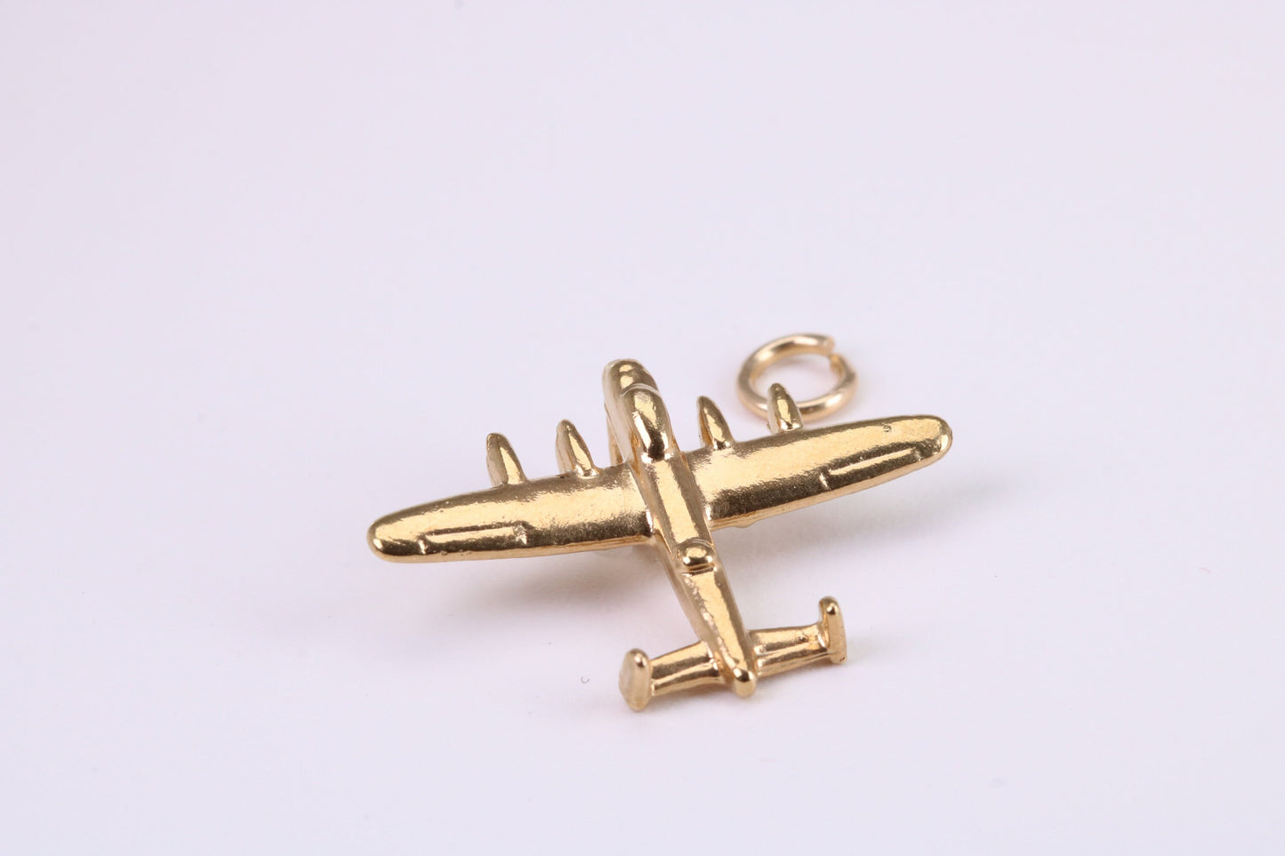 Bomber Airplane Charm, Traditional Charm, Made from Solid Yellow Gold, British Hallmarked, Complete with Attachment Link