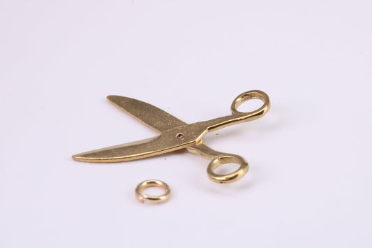 Scissor Charm, Traditional Charm, Made from Solid Yellow Gold, British Hallmarked, Complete with Attachment Link