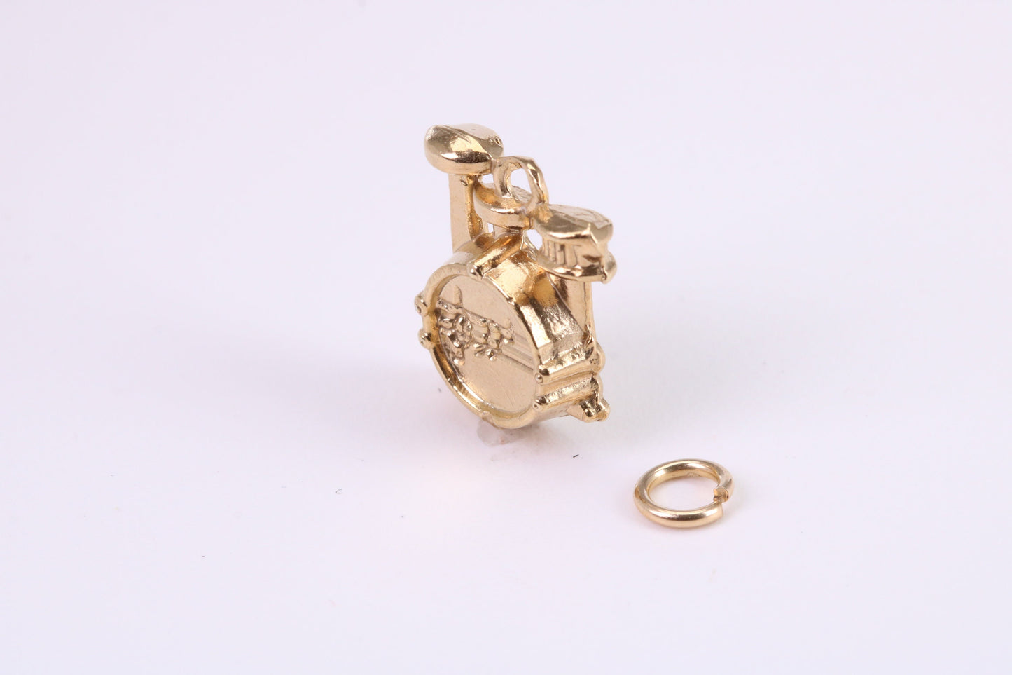 Drum Set Charm, Traditional Charm, Made from Solid Yellow Gold, British Hallmarked, Complete with Attachment Link