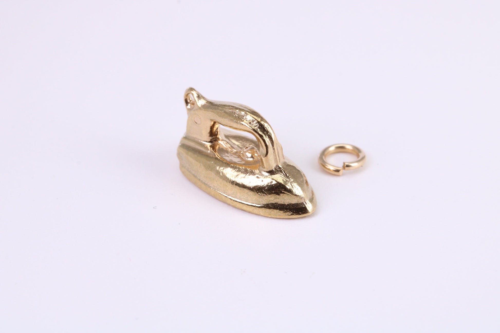 Iron Charm, Traditional Charm, Made from Solid Yellow Gold, British Hallmarked, Complete with Attachment Link