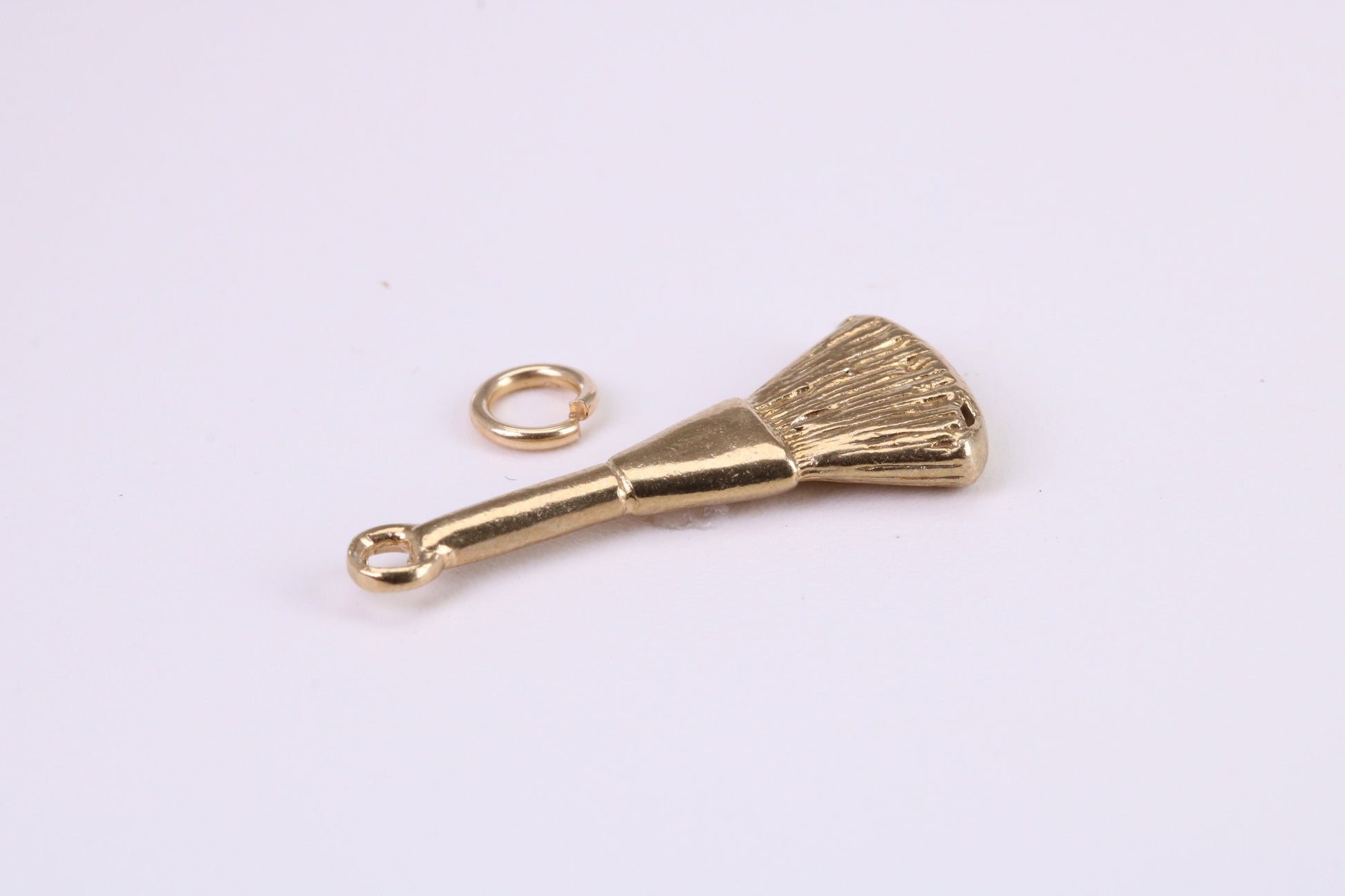 Make Up Brush Charm, Traditional Charm, Made from Solid Yellow Gold, British Hallmarked, Complete with Attachment Link