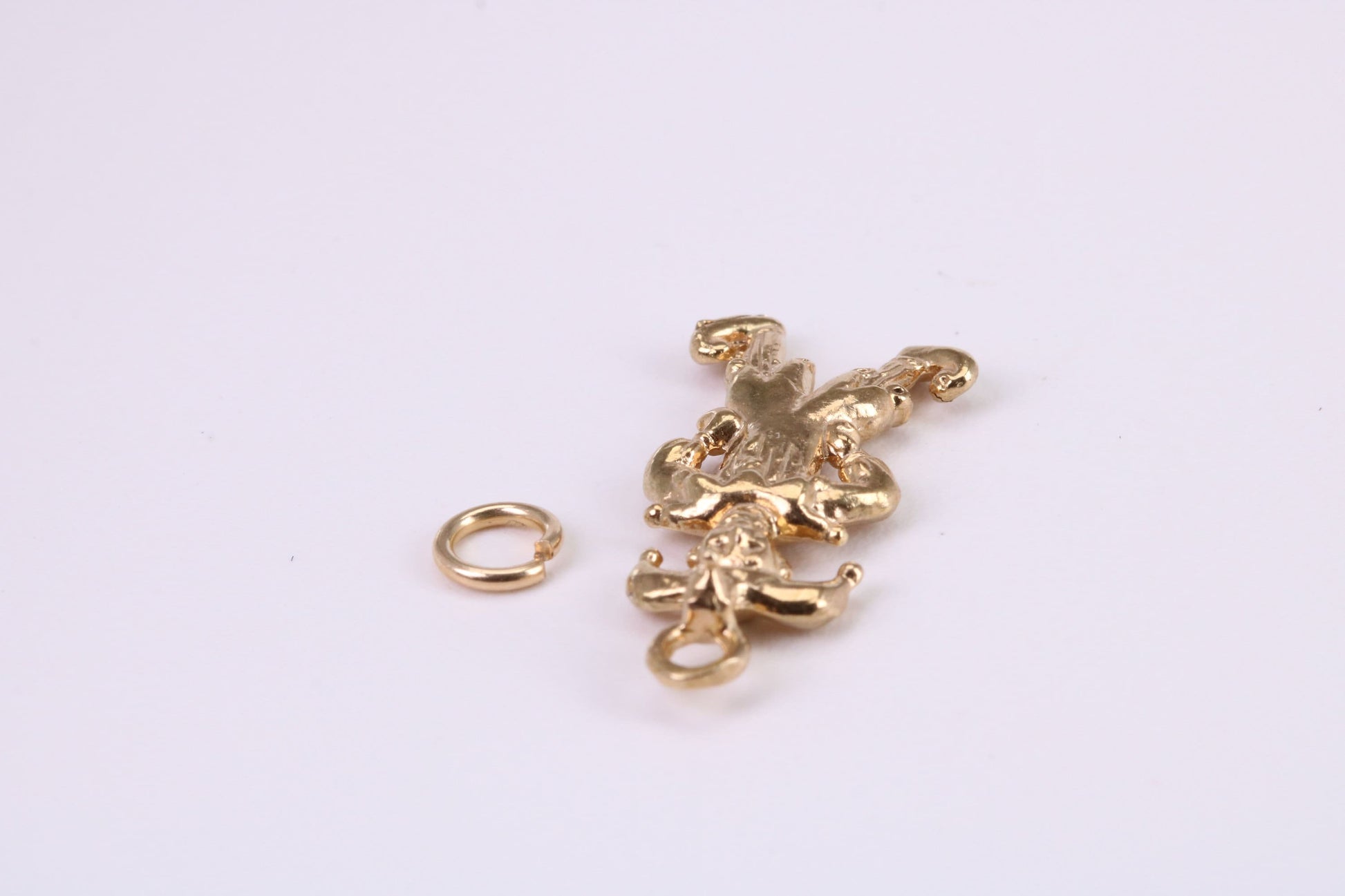 Jester Charm, Traditional Charm, Made from Solid Yellow Gold, British Hallmarked, Complete with Attachment Link