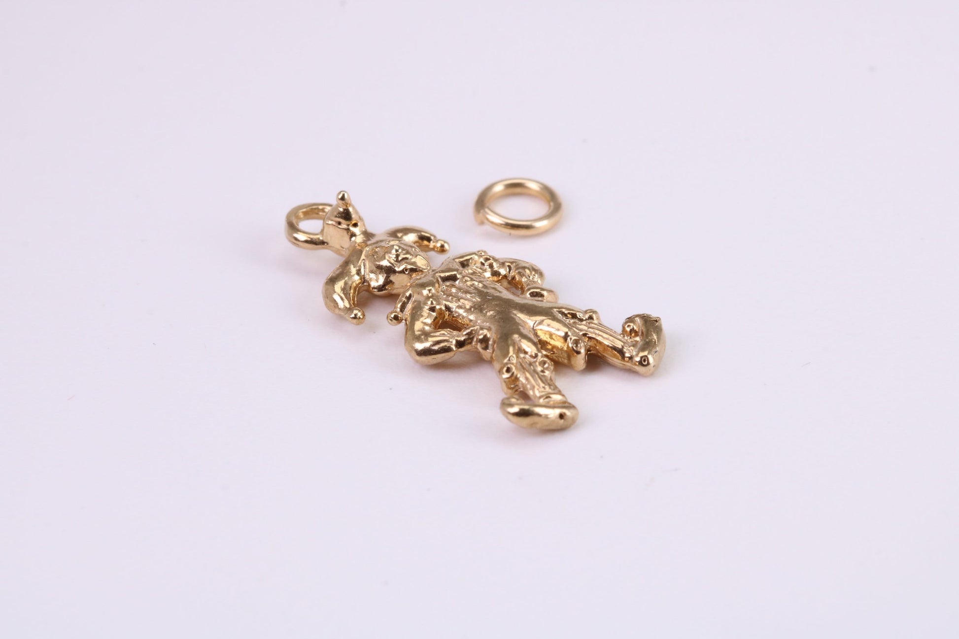 Jester Charm, Traditional Charm, Made from Solid Yellow Gold, British Hallmarked, Complete with Attachment Link