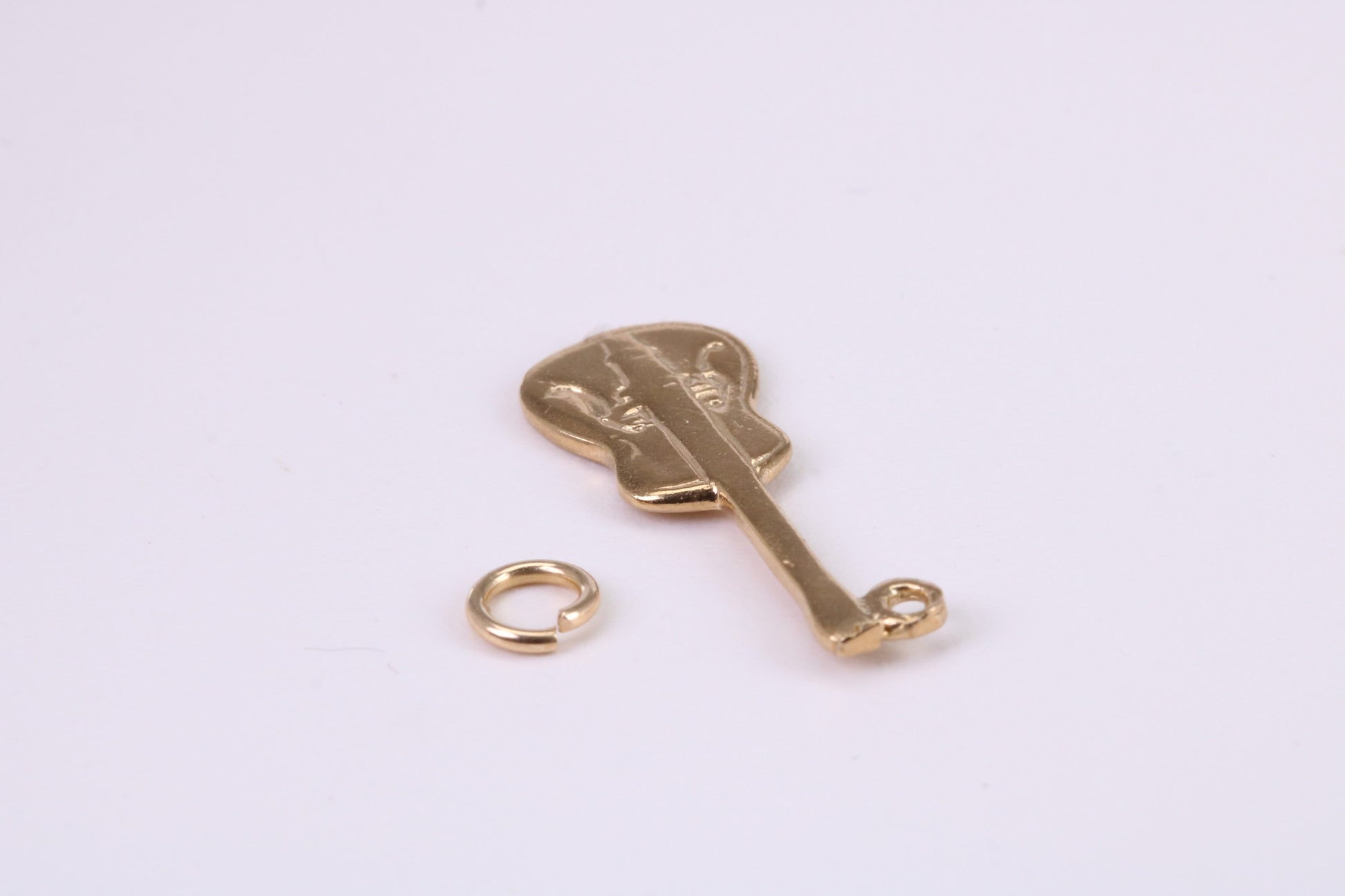 Guitar Charm, Traditional Charm, Made from Solid Yellow Gold, British Hallmarked, Complete with Attachment Link