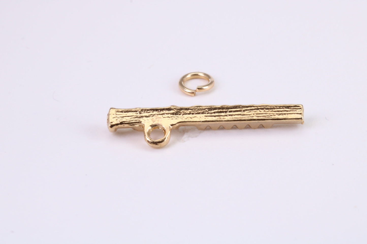 Flute Charm, Traditional Charm, Made from Solid Yellow Gold, British Hallmarked, Complete with Attachment Link