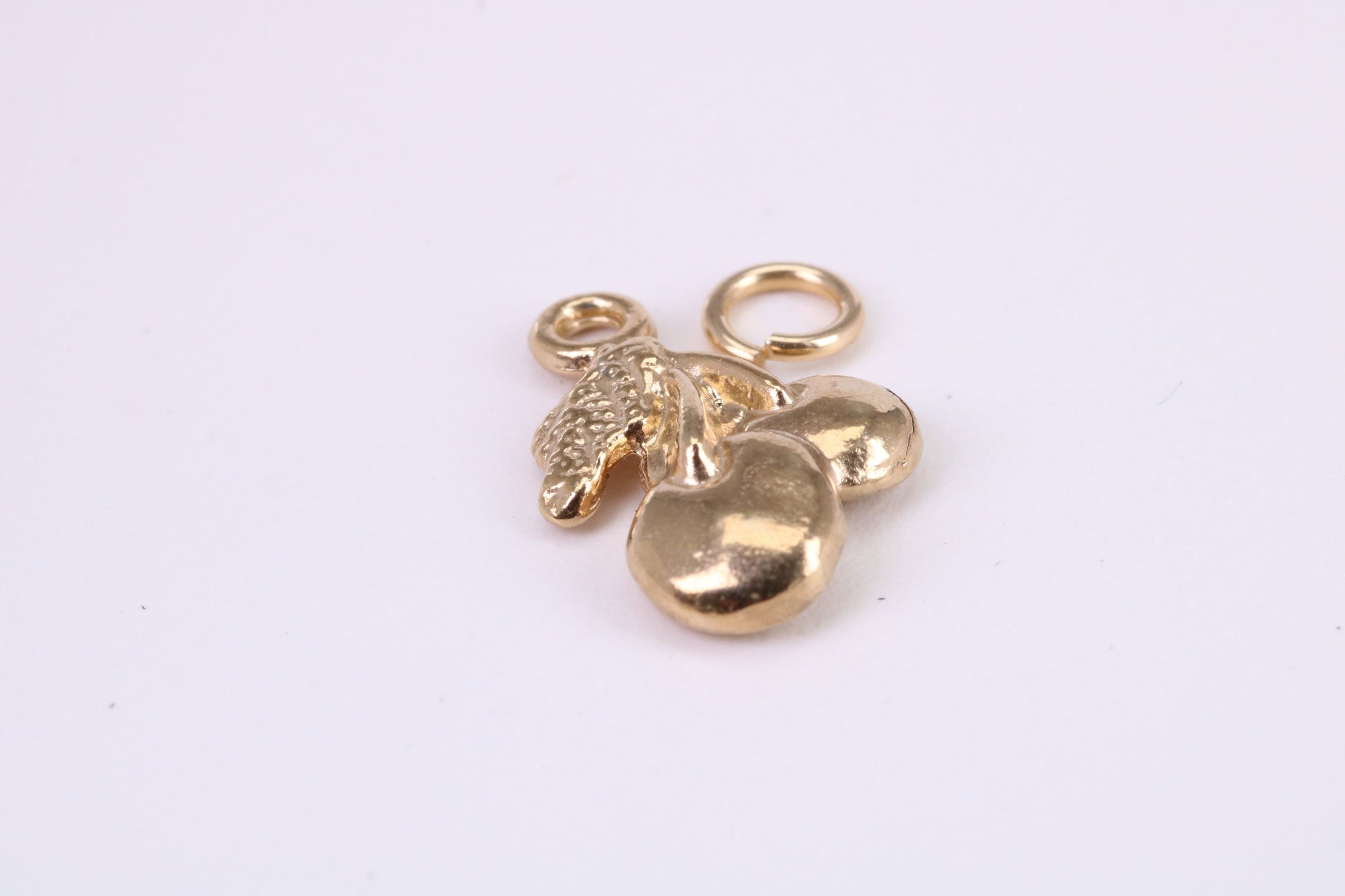 Cherries Charm, Traditional Charm, Made from Solid Yellow Gold, British Hallmarked, Complete with Attachment Link