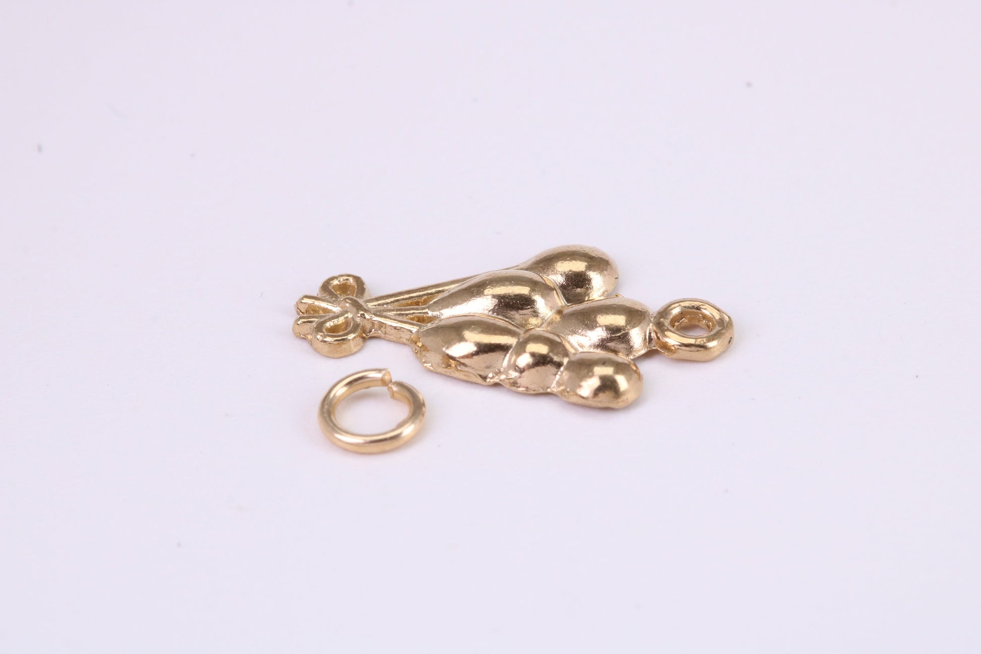 Party Balloons Charm, Traditional Charm, Made from Solid Yellow Gold, British Hallmarked, Complete with Attachment Link