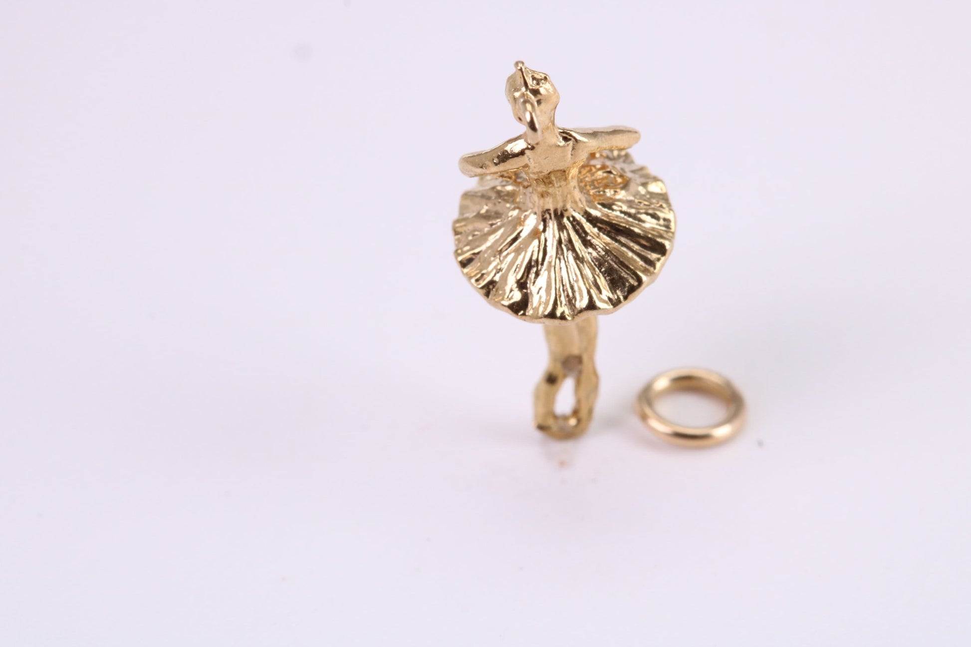 Ballerina Charm, Traditional Charm, Made from Solid Yellow Gold, British Hallmarked, Complete with Attachment Link