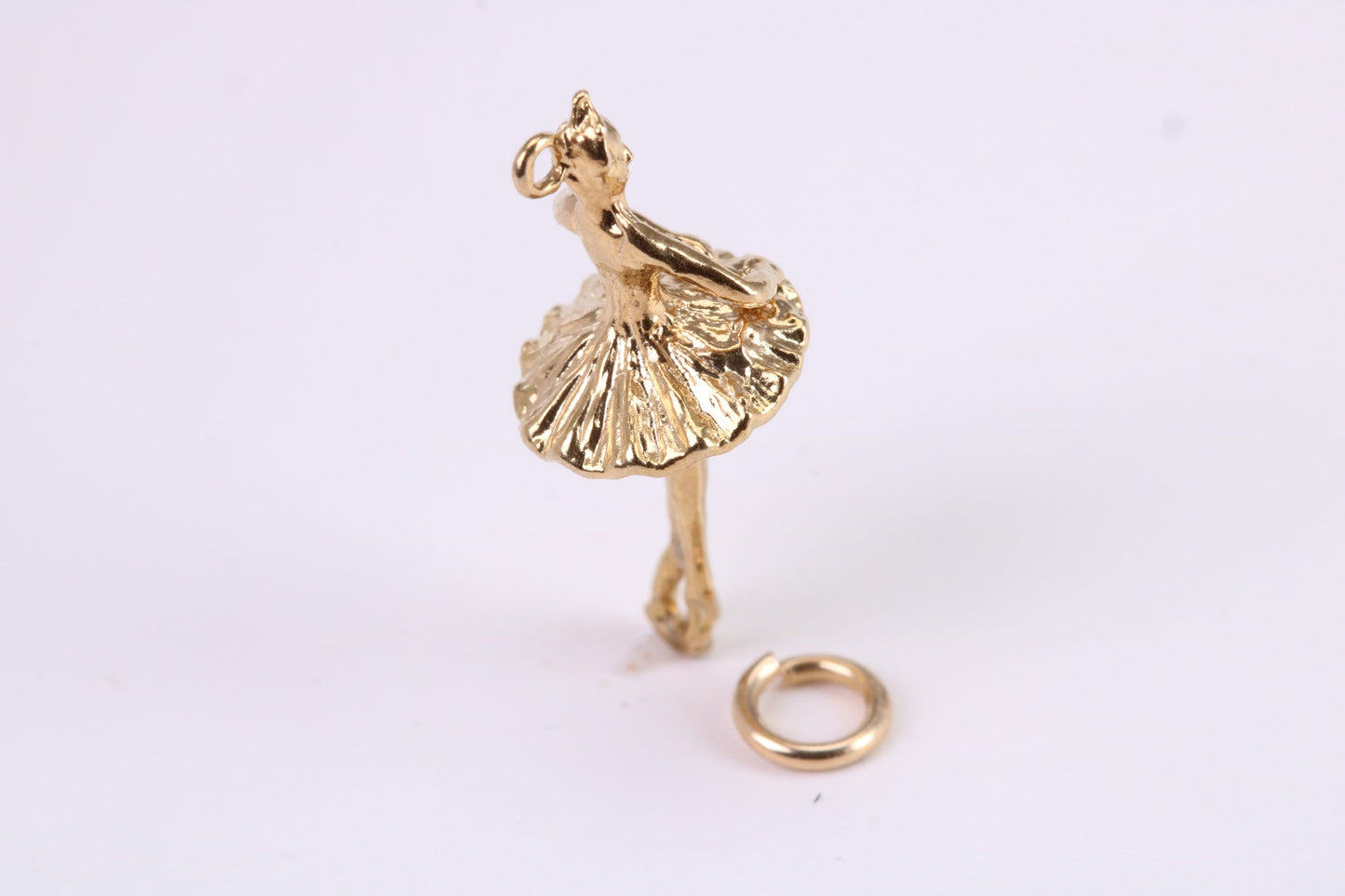 Ballerina Charm, Traditional Charm, Made from Solid Yellow Gold, British Hallmarked, Complete with Attachment Link