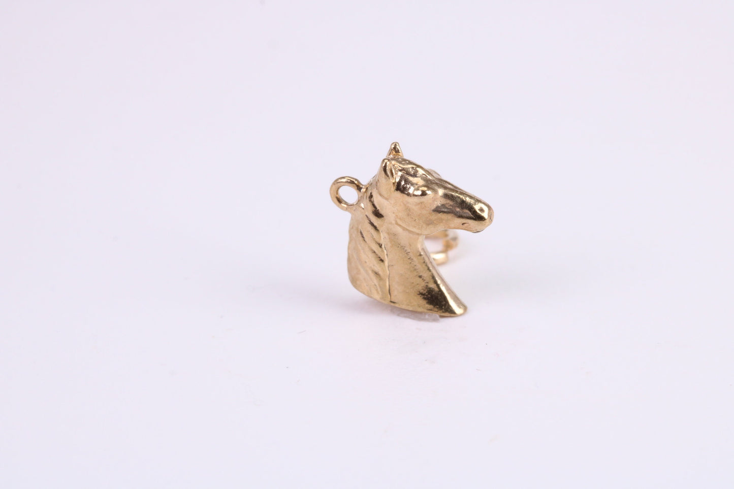 Horse Head Charm, Traditional Charm, Made from Solid Yellow Gold, British Hallmarked, Complete with Attachment Link