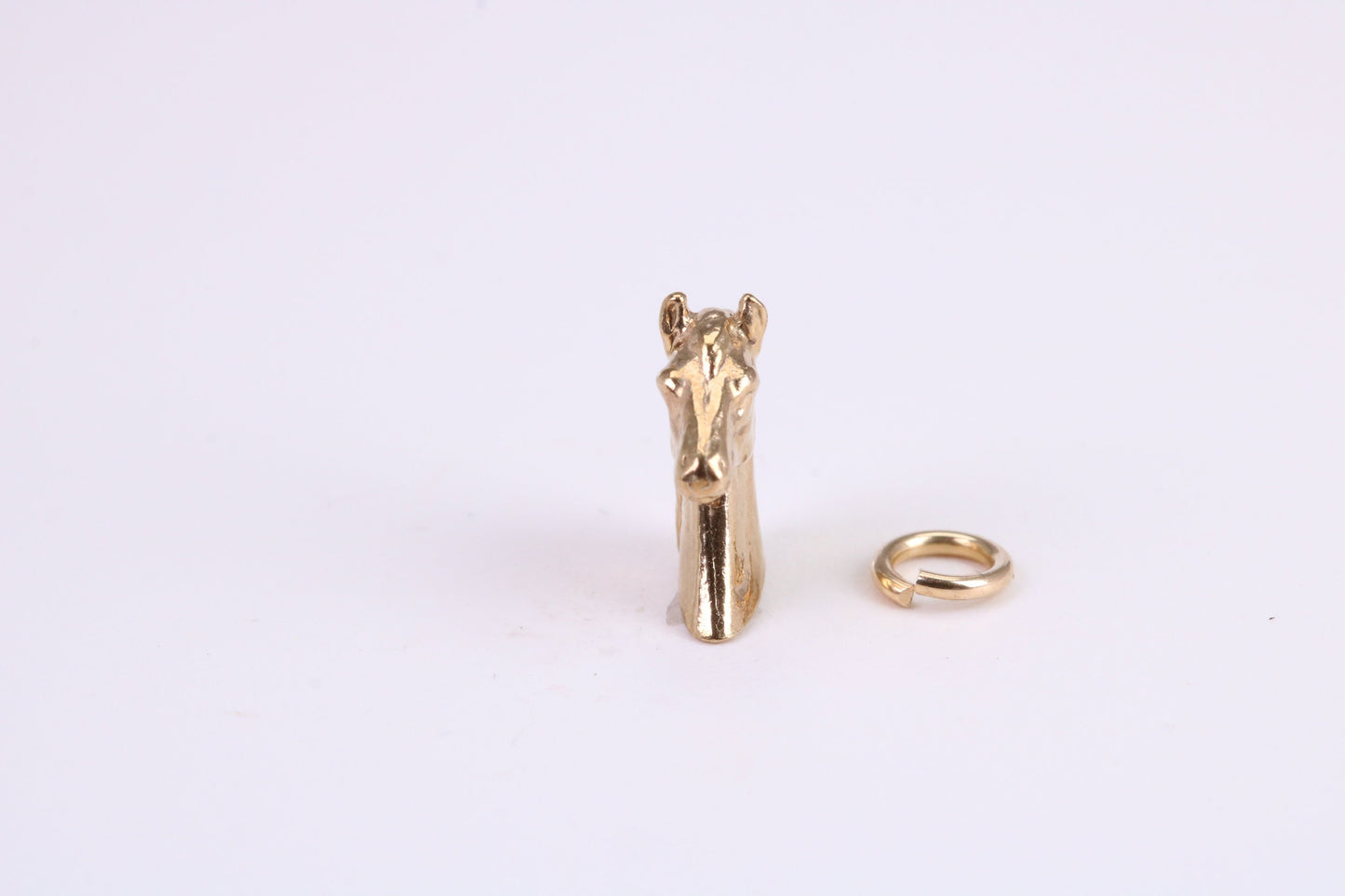 Horse Head Charm, Traditional Charm, Made from Solid Yellow Gold, British Hallmarked, Complete with Attachment Link