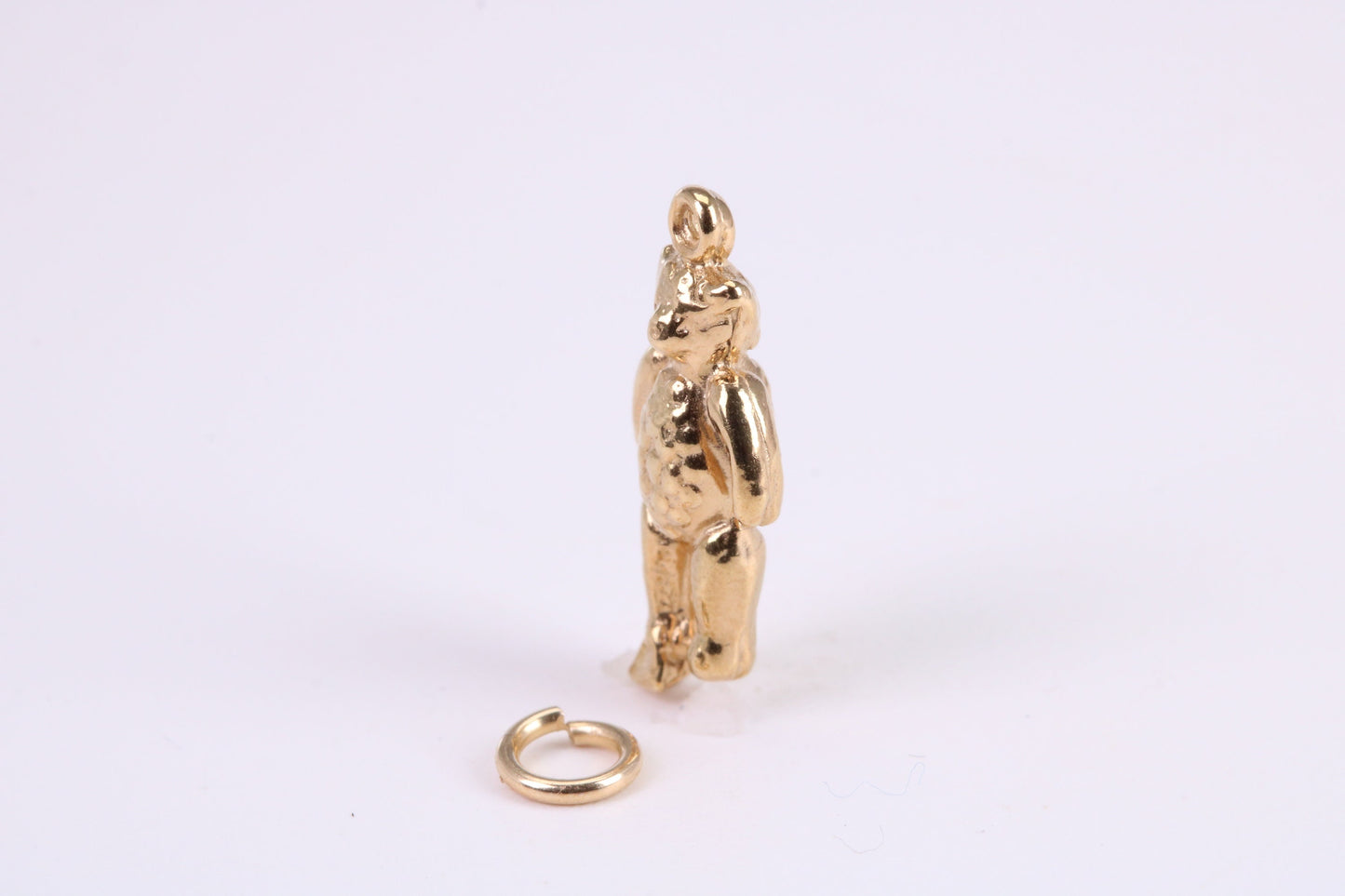 Teddy Bear Charm, Traditional Charm, Made from Solid Yellow Gold, British Hallmarked, Complete with Attachment Link