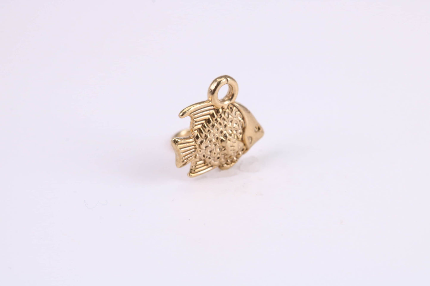 Fish Charm, Traditional Charm, Made from Solid Yellow Gold, British Hallmarked, Complete with Attachment Link