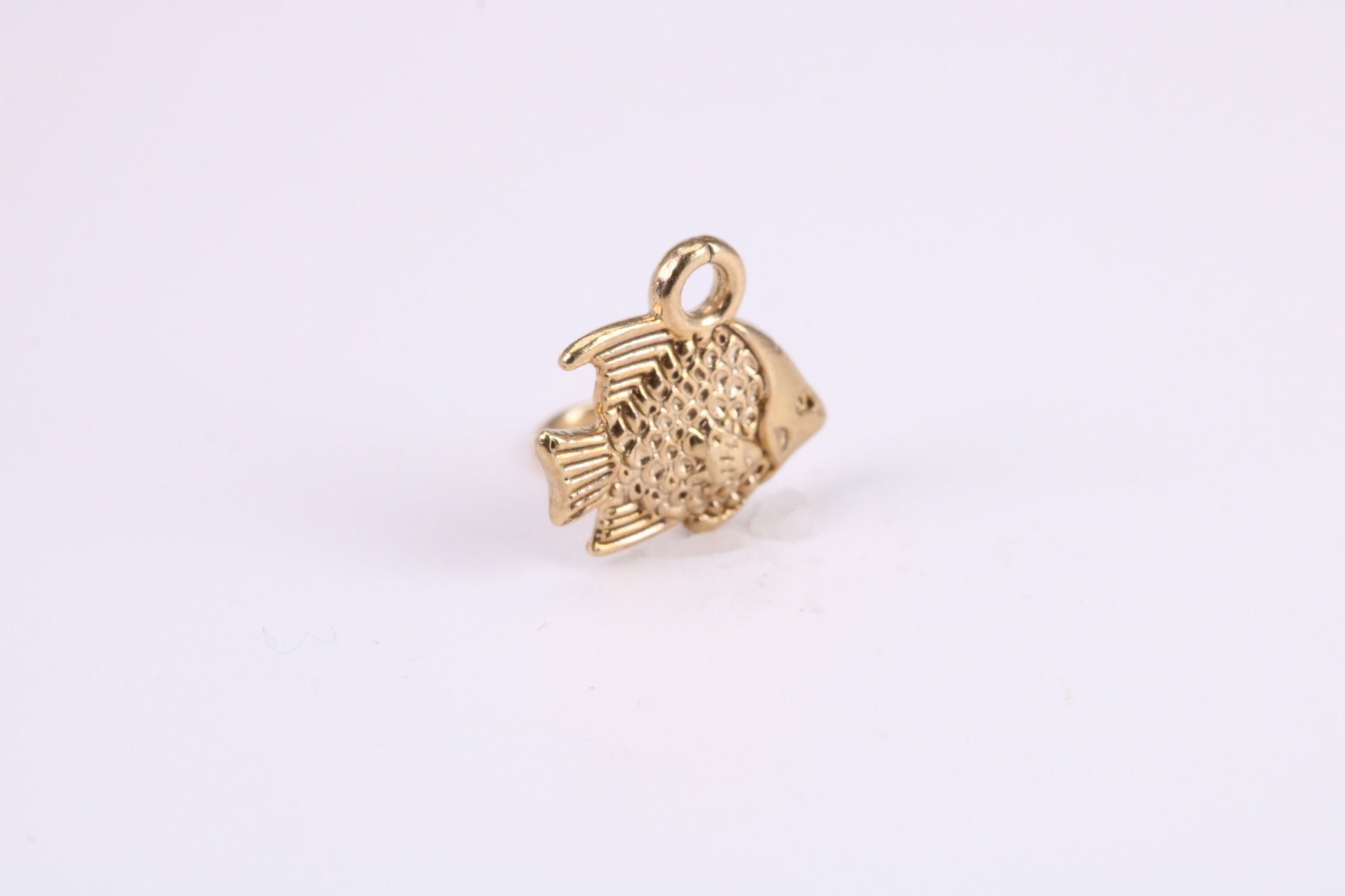 Fish Charm, Traditional Charm, Made from Solid Yellow Gold, British Hallmarked, Complete with Attachment Link