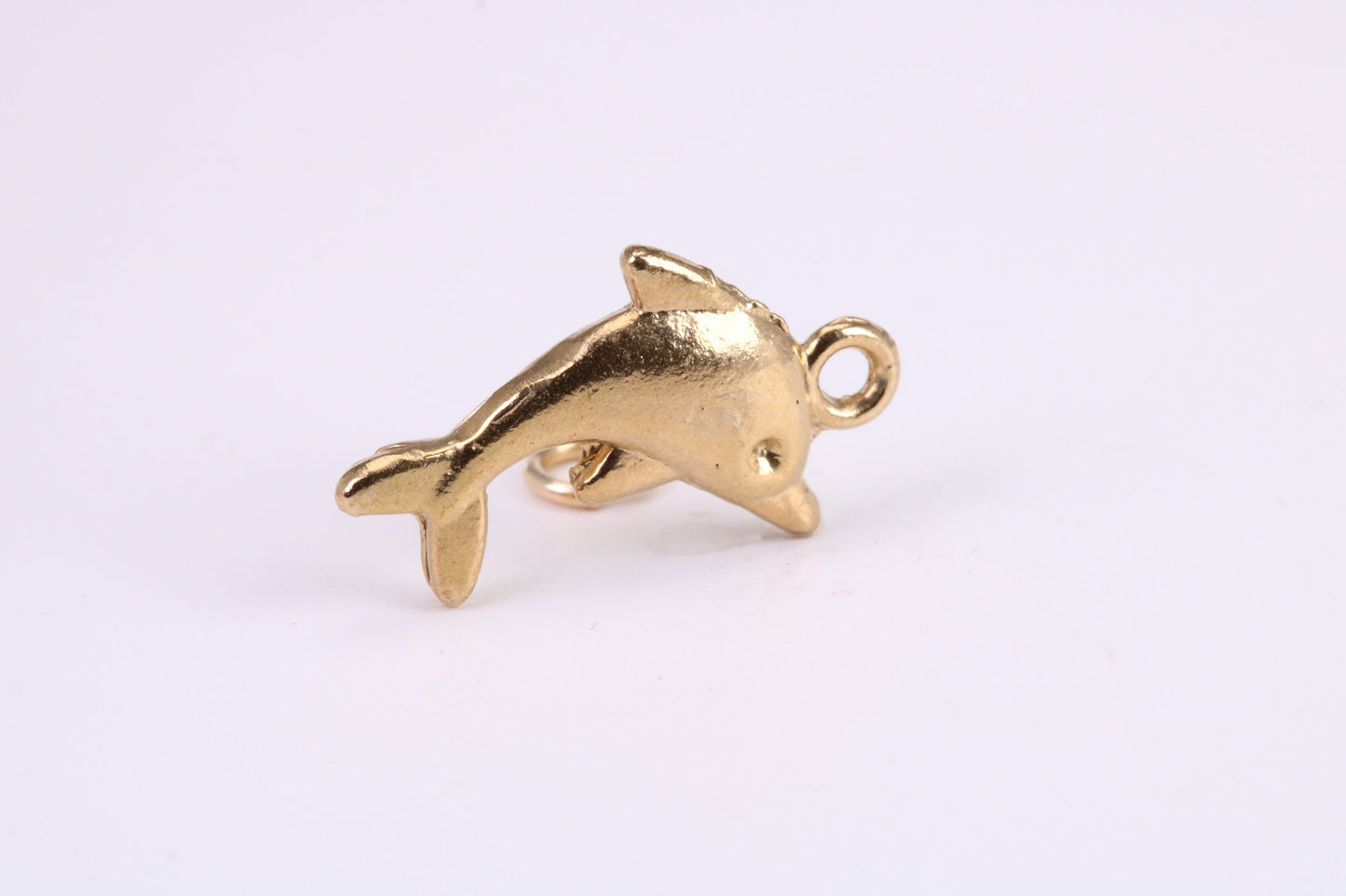 Dolphin Charm, Traditional Charm, Made from Solid Yellow Gold, British Hallmarked, Complete with Attachment Link